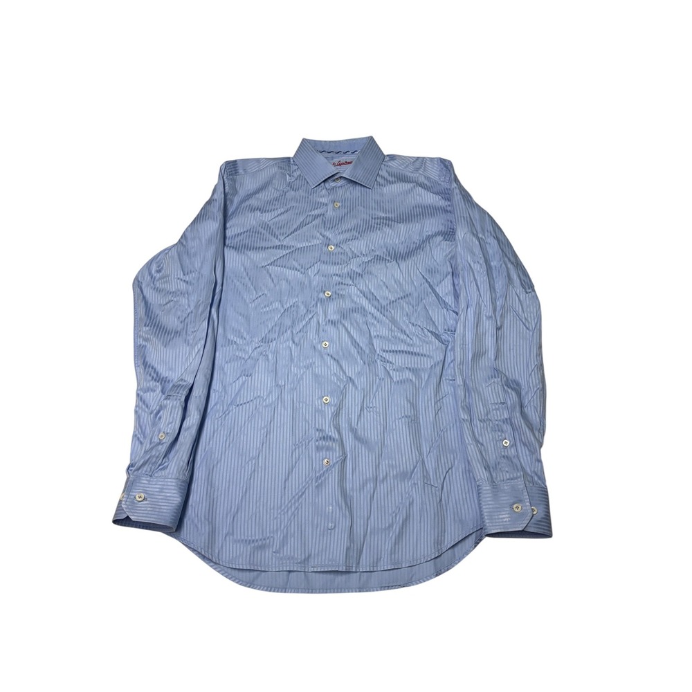 Robert Graham Mens‎ Blue Shadow Stripe Cotton Button Down Shirt Size M 15.5